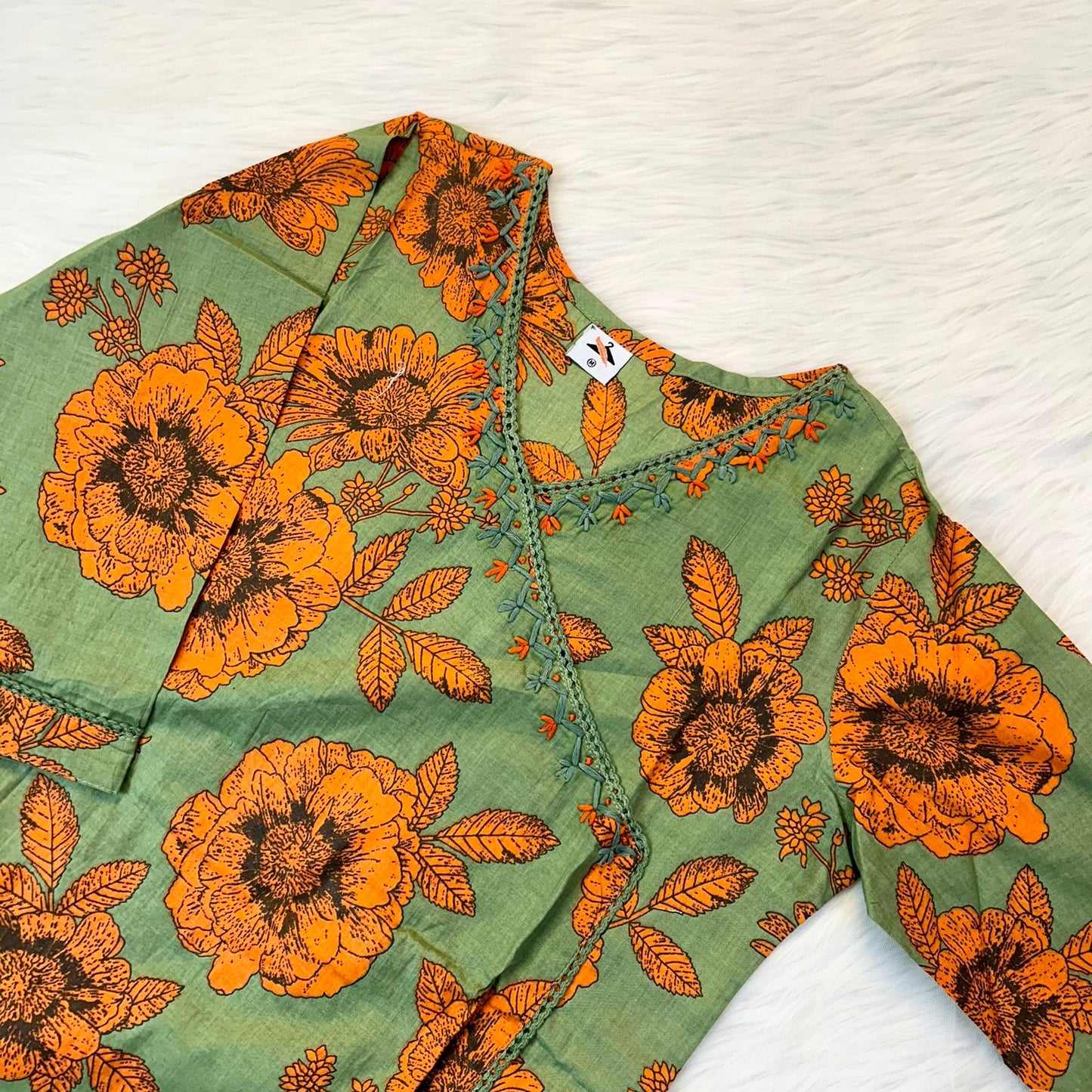 FIZA OLIVE ANGRAKHA SUIT SET