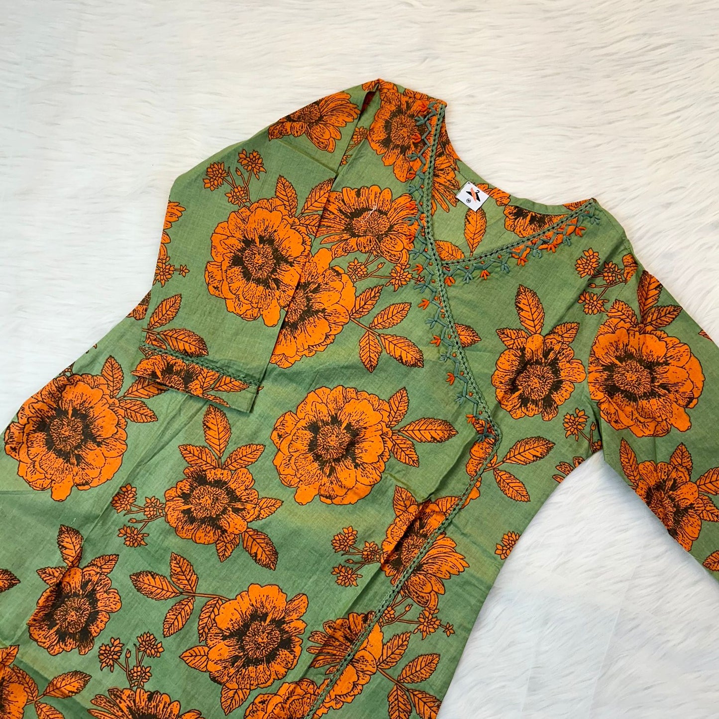 FIZA OLIVE ANGRAKHA SUIT SET