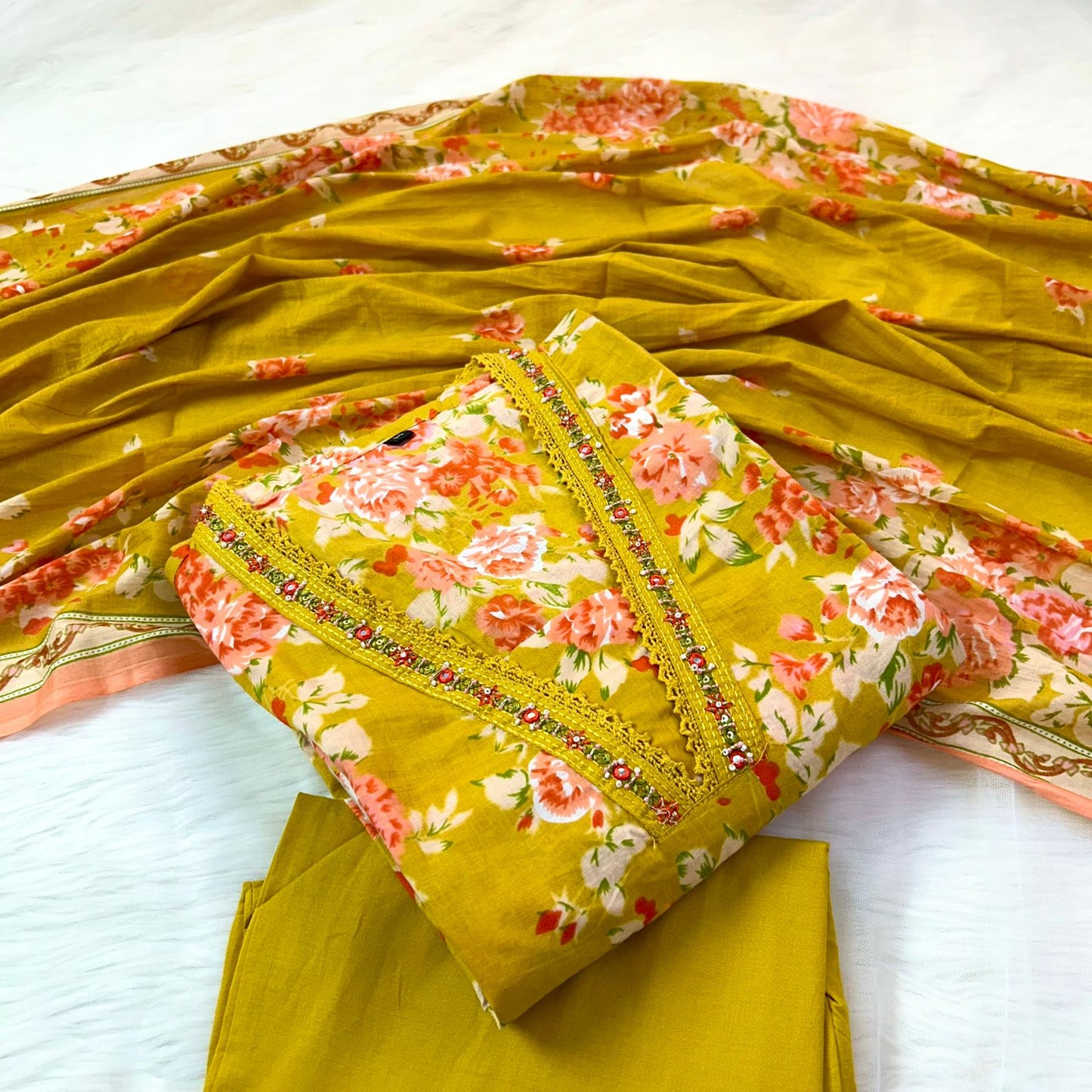 NOOR MUSTARD A-LINE SUIT SETS