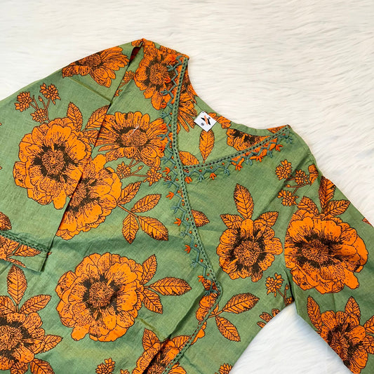 FIZA OLIVE ANGRAKHA  SUIT SET