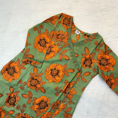 FIZA OLIVE ANGRAKHA  SUIT SET