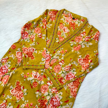 NOOR MUSTARD A-LINE SUIT SETS