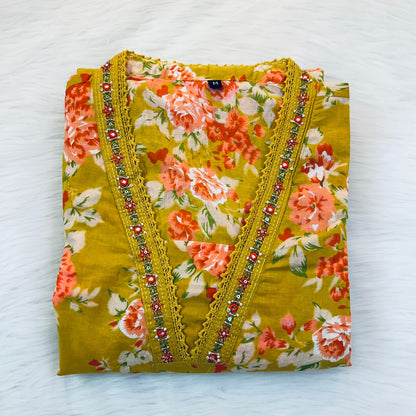 NOOR MUSTARD A-LINE SUIT SETS