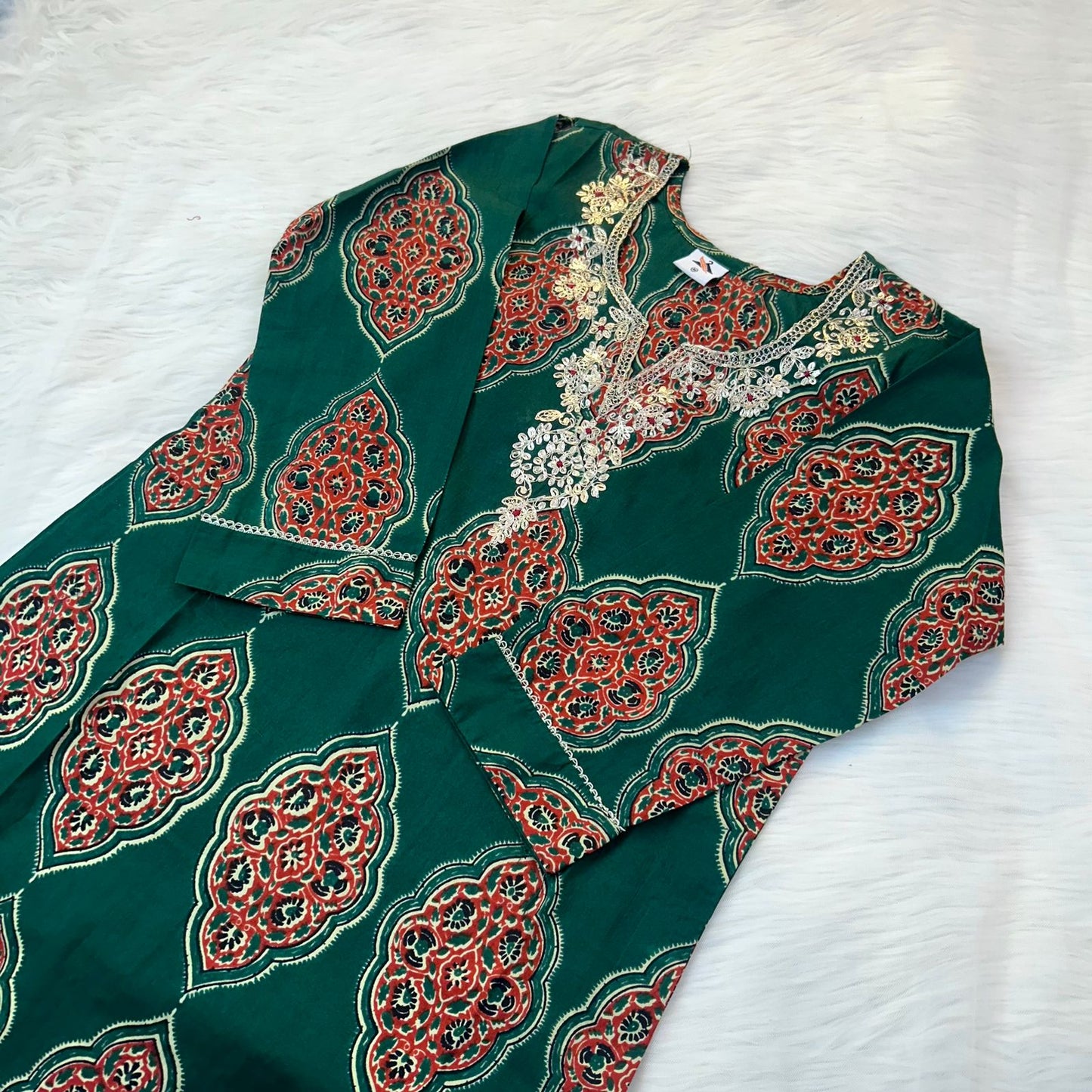 AJRAKH GREEN SUIT SET