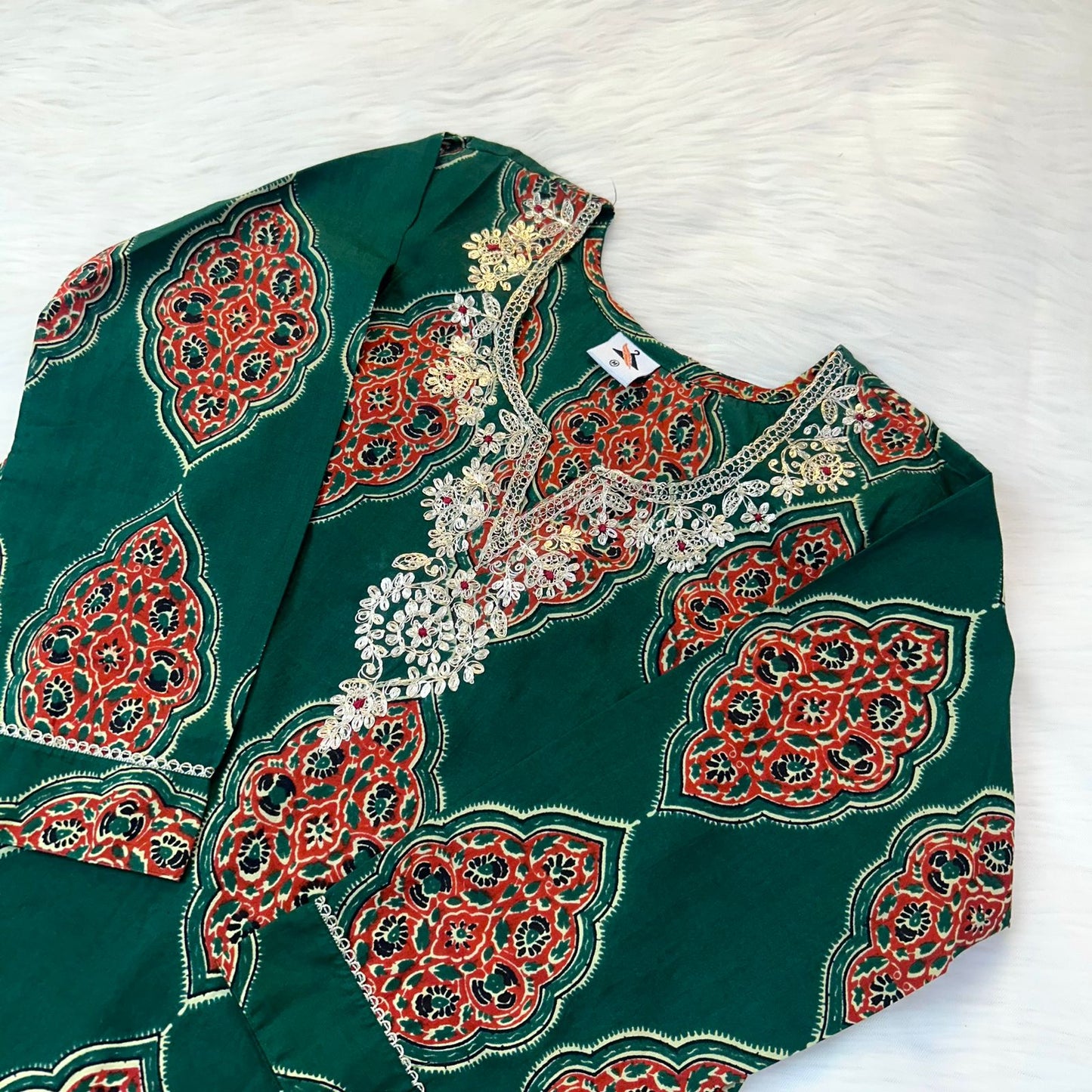 AJRAKH GREEN SUIT SET