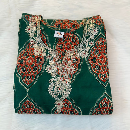 AJRAKH GREEN SUIT SET