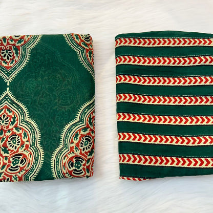 AJRAKH GREEN SUIT SET
