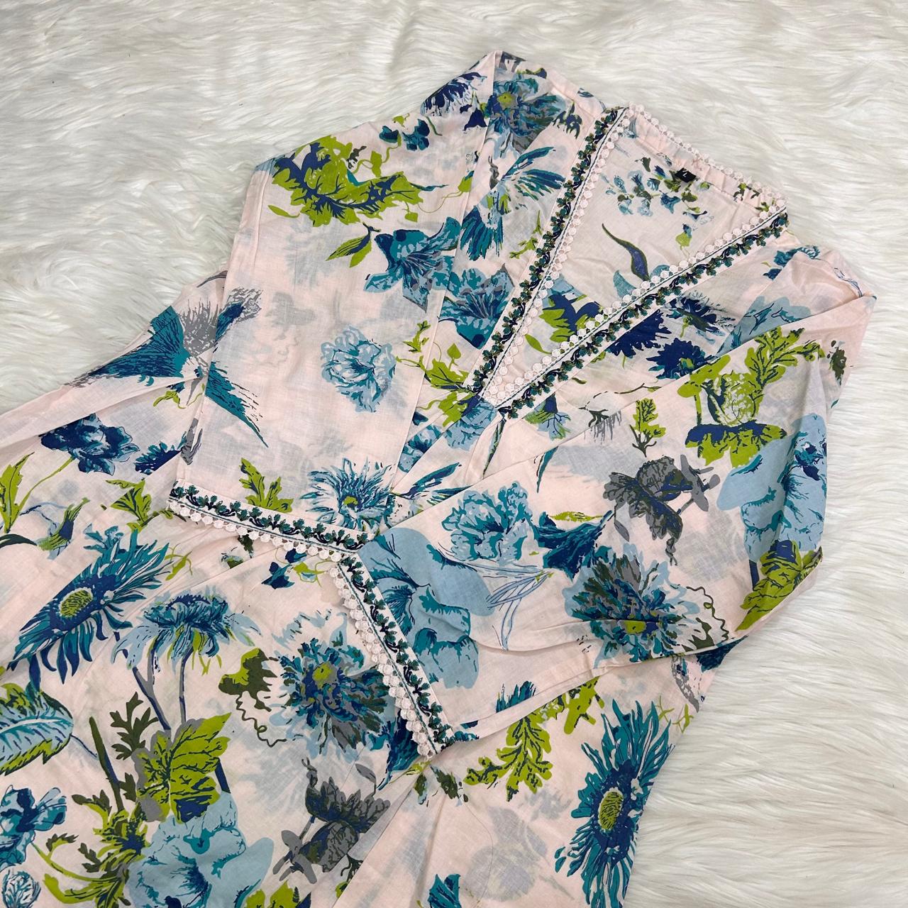 NOOR PASTEL PINK A-LINE SUIT SET