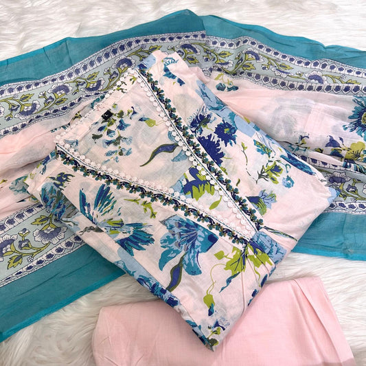 NOOR PASTEL PINK A-LINE SUIT SET