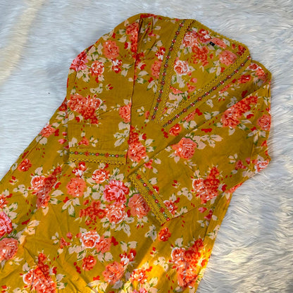 NOOR MUSTARD A-LINE SUIT SETS