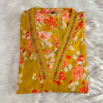 NOOR MUSTARD A-LINE SUIT SETS