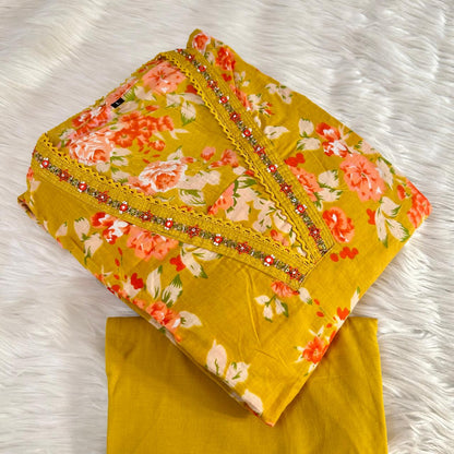 NOOR MUSTARD A-LINE SUIT SETS