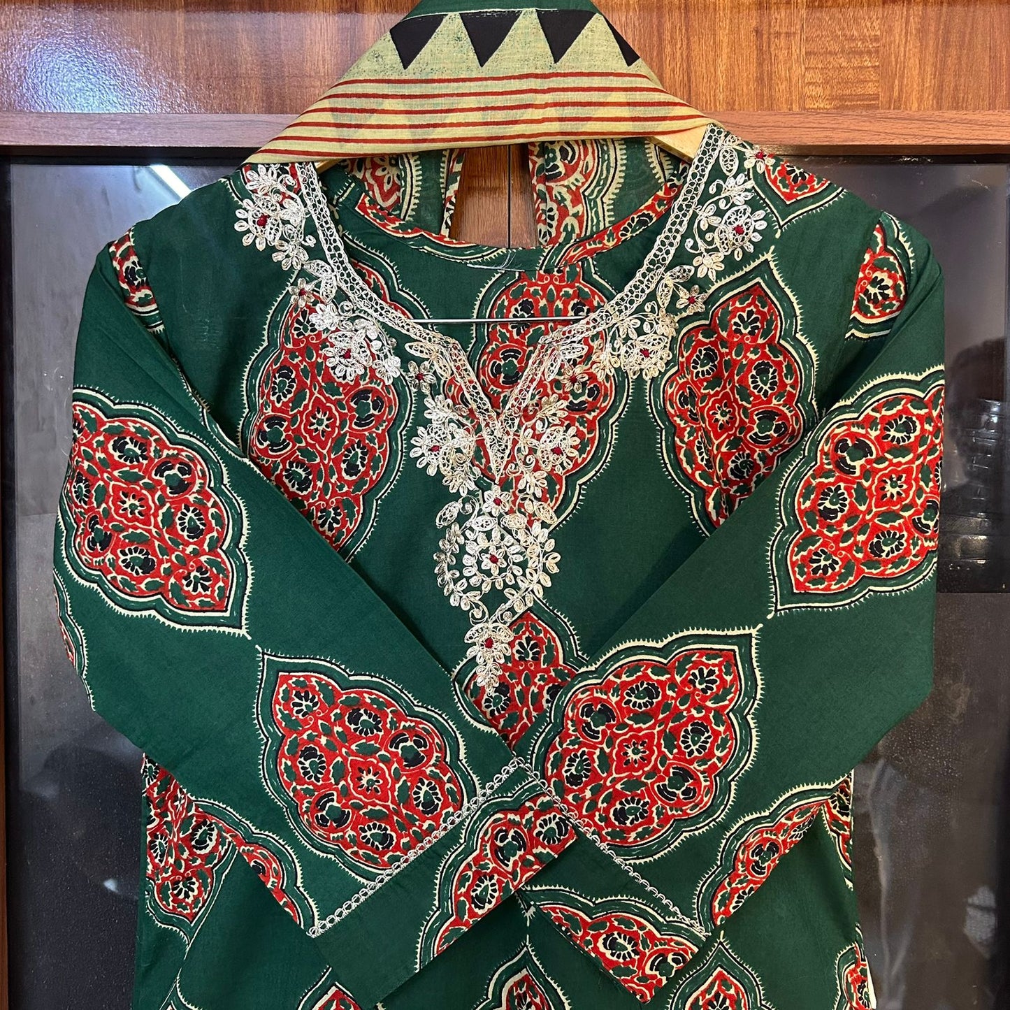 AJRAKH GREEN SUIT SET