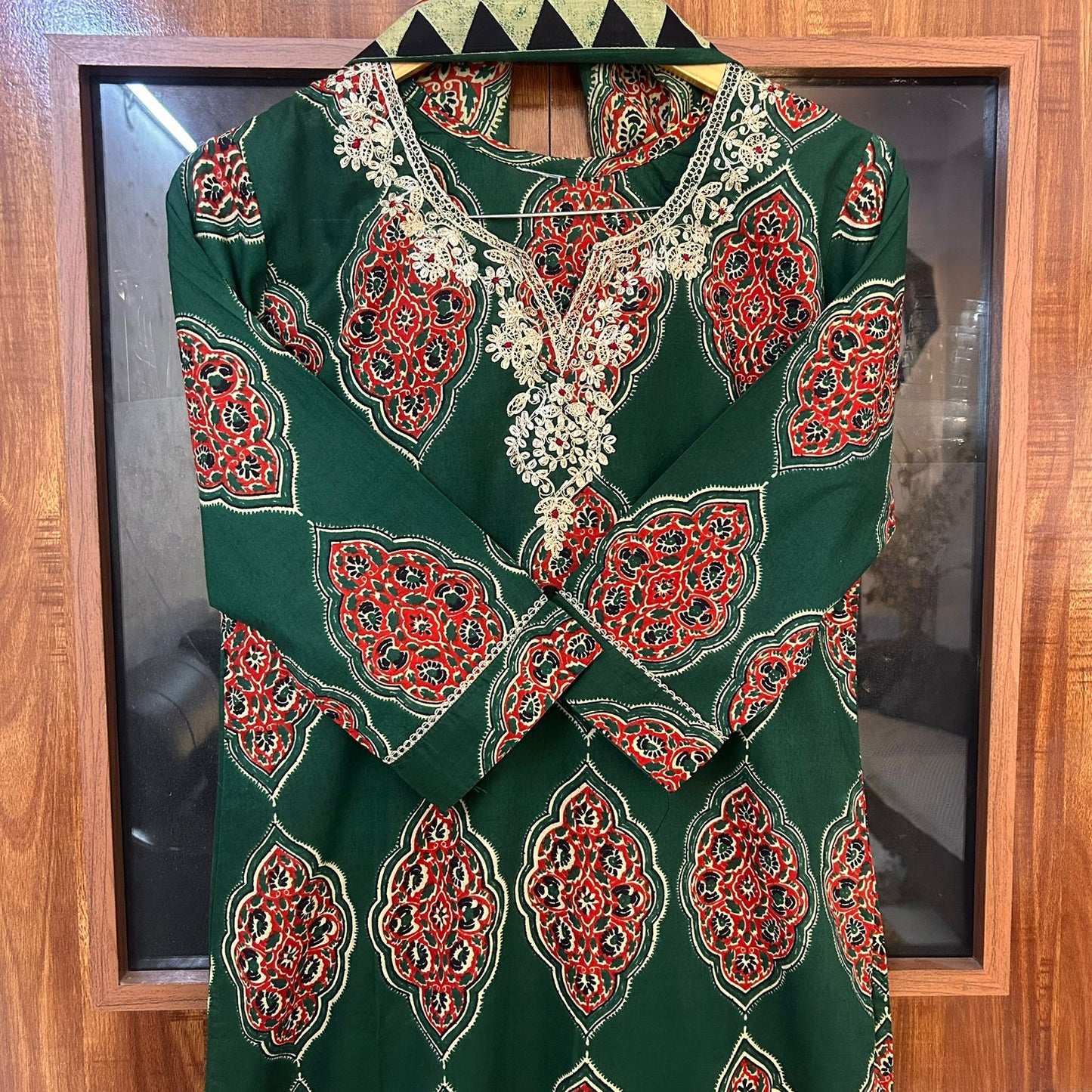 AJRAKH GREEN SUIT SET