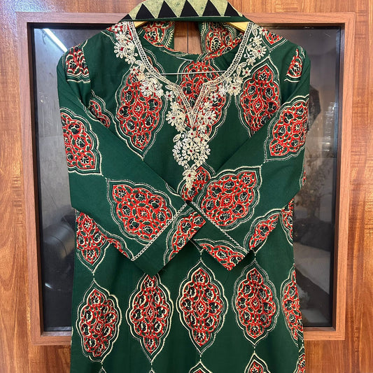 AJRAKH GREEN SUIT SET