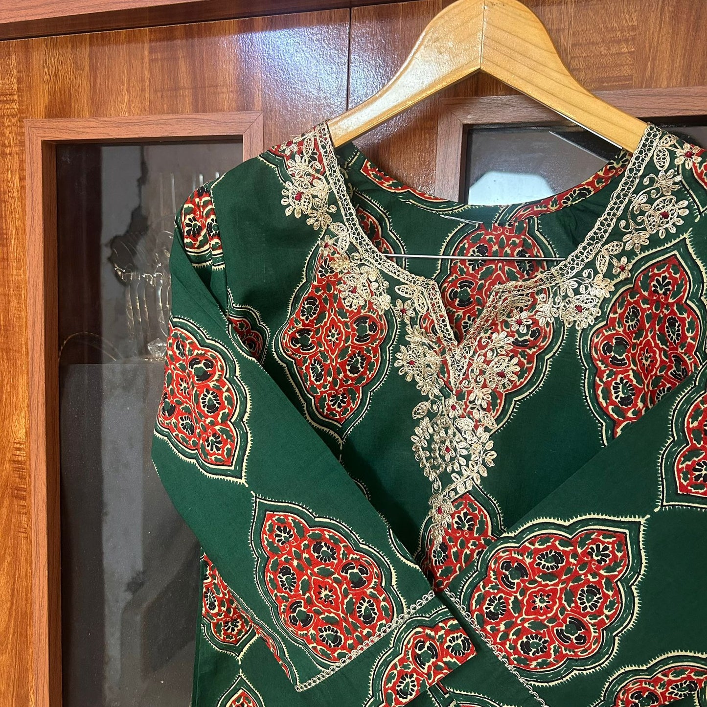 AJRAKH GREEN SUIT SET