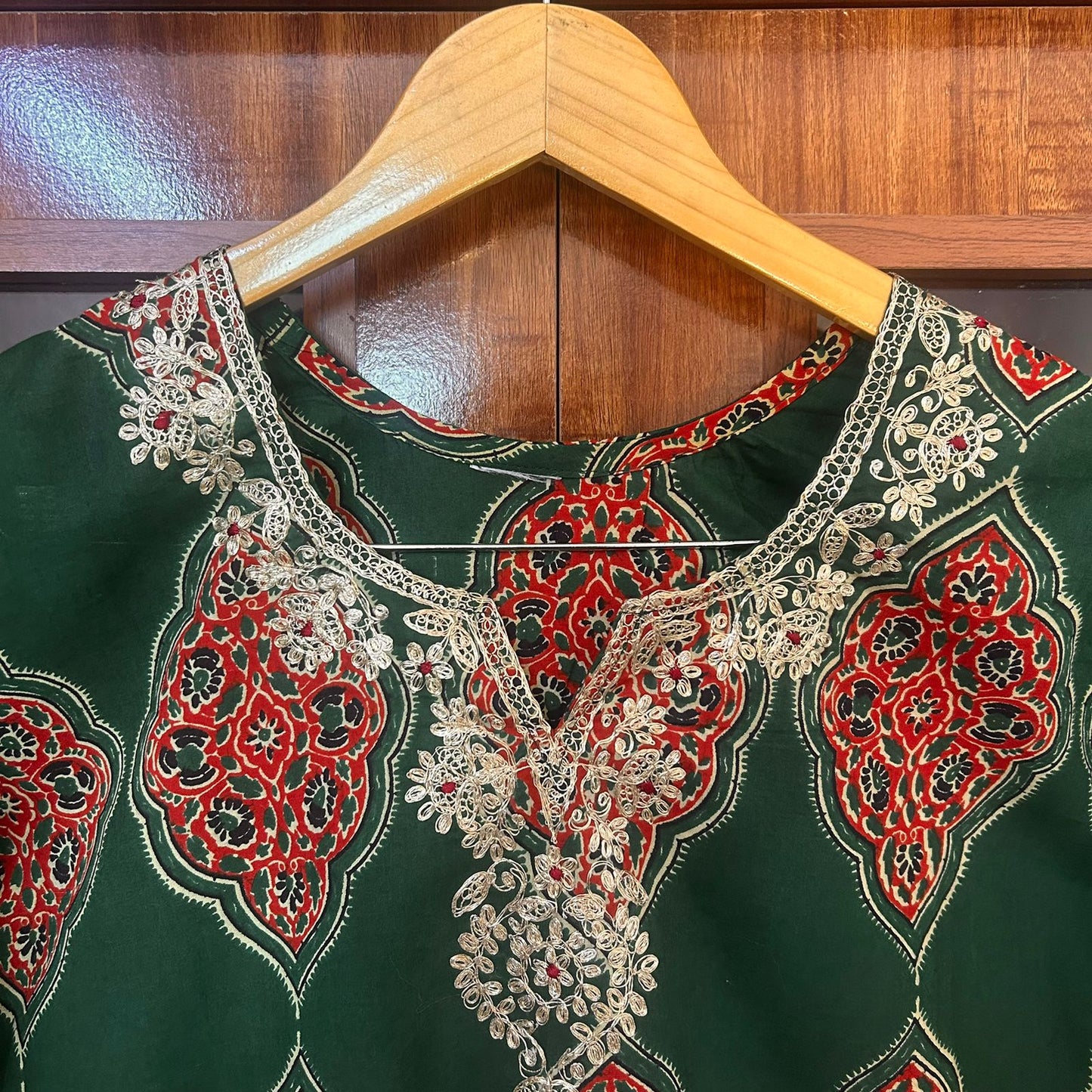 AJRAKH GREEN SUIT SET