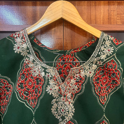 AJRAKH GREEN SUIT SET